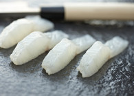 Zander sashimi with knife
