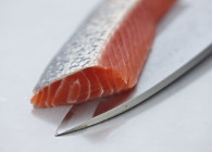 Trout fillet with knife